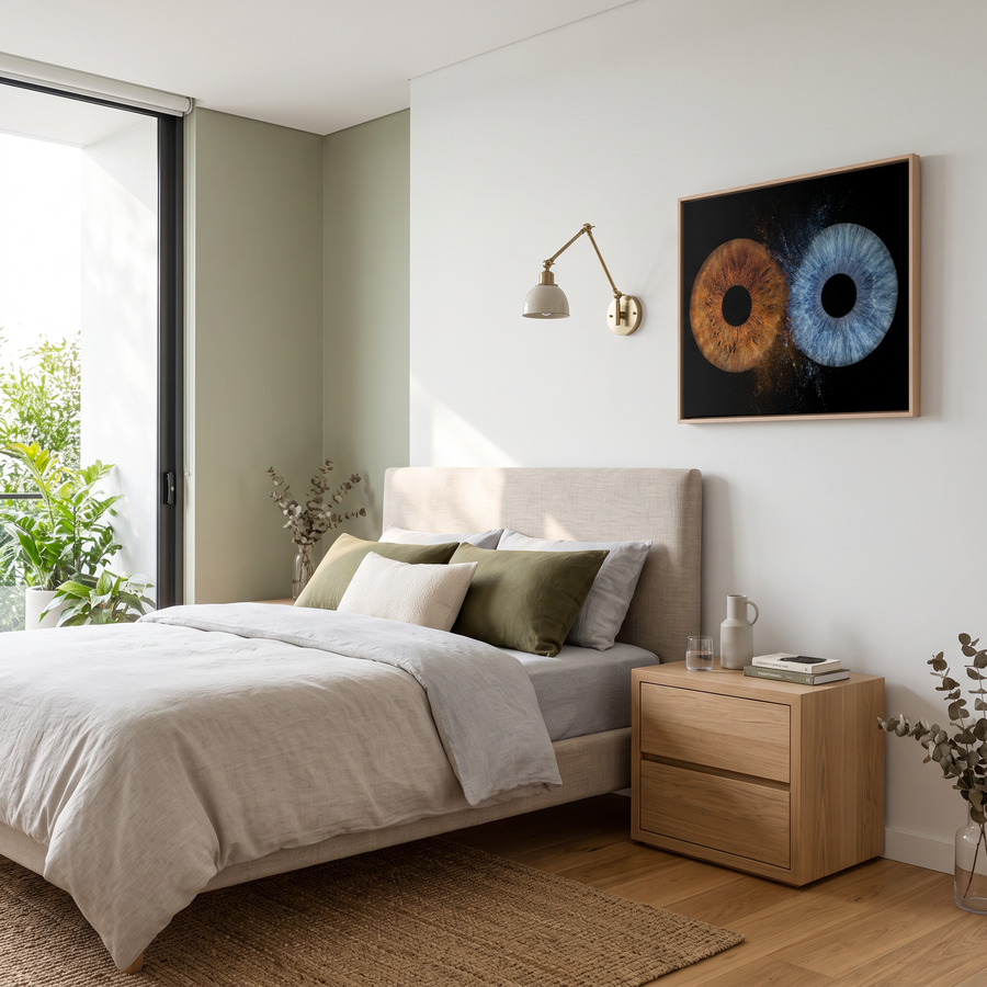 A guest bedroom, on canvas